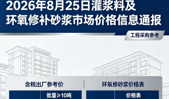 积玉口镇2026年8月25日灌浆料及环氧修补砂浆市场价格信息通报